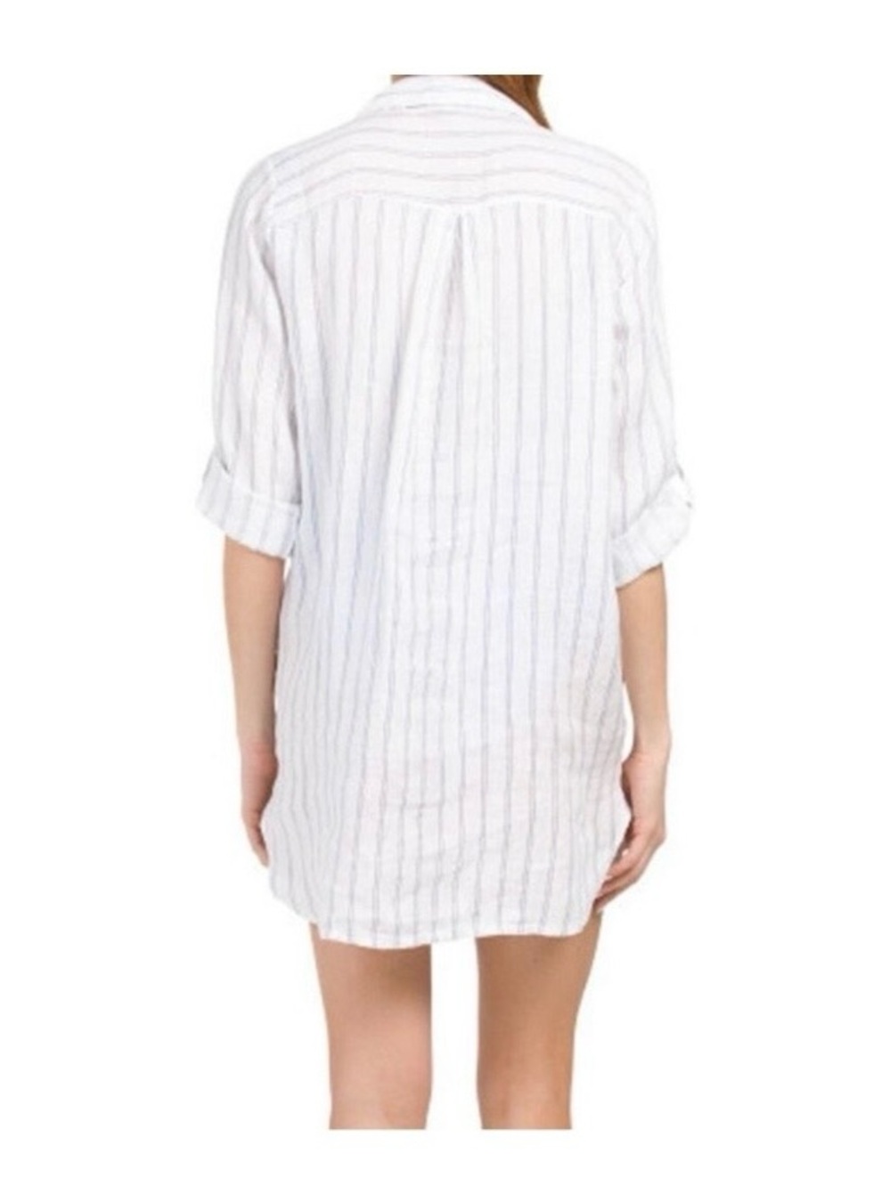 ROSEMARINE Linen Striped Button-Down Shirt Dress / Cover-up / Tunic Sz M NWT - Picture 2 of 7